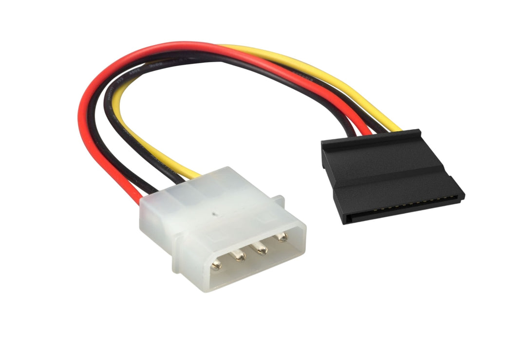 COMPUCABLEPLUSUSA 5.25" LP4 Molex Male to SATA 15-Pin Female Power Adapter Cable – 18AWG, 6 Inch