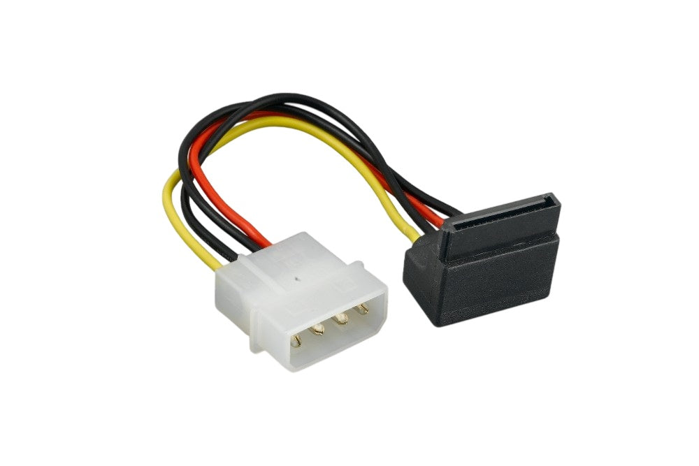 COMPUCABLEPLUSUSA 5.25" LP4 MOLEX MALE TO SATA 15-PIN RIGHT-ANGLE FEMALE POWER ADAPTER CABLE – 18AWG, 6 INCH