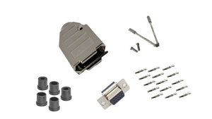 Female DB15 HD Crimp Type DIY Kit. Complete Bundle DIY Kit Includes D-Sub Crimp Connector, Crimp Pins, Deluxe No-Ear, Full Profile Metal Housing, Strain Relief Grommet, and Screws.