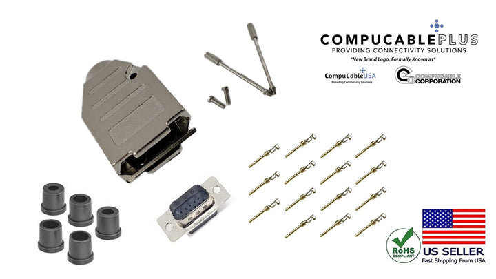 Male DB15 HD Crimp Type DIY Kit. Complete Bundle DIY Kit Includes D-Sub Crimp Connector, Crimp Pins, Deluxe No-Ear, Full Profile Metal Housing, Strain Relief Grommet, and Screws.