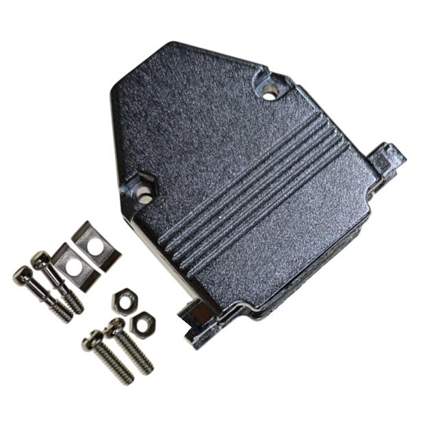 CompuCablePlusUSA.com's 44-pin shielded metal hood housing, two pairs of screws, a pair of nuts, and a pair of washers.