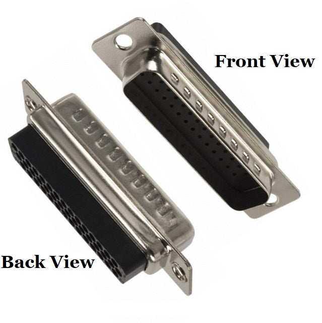 CompuCablePlusUSA.com 44 Pin High Density Male Connector front and back views. 