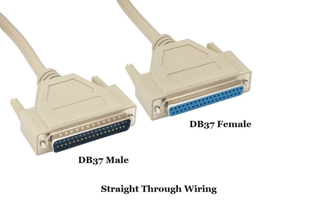 CompuCablePlusUSA.com RS-449 Serial Cable Shielded, Molded, Beige (DB37 to DB37, Male to Female) 3/6/10 FT Cable, Straight Through Wiring.