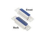 CompuCablePlusUSA DB15 Female D-Sub solder type connector Front and Back Views. 