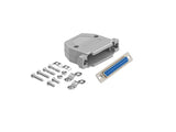 CompuCablePlusUSA DB25 Female D-Sub solder type connector DIY Kit with plastic hood, screws, and brass gold flash plated contacts. Lightweight, RoHS compliant.