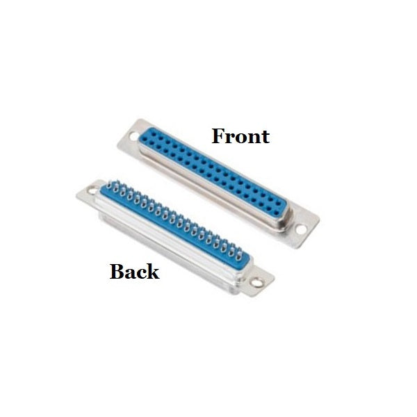 CompuCablePlusUSA DB37 Female D-Sub solder type connector Front and Back Views. 