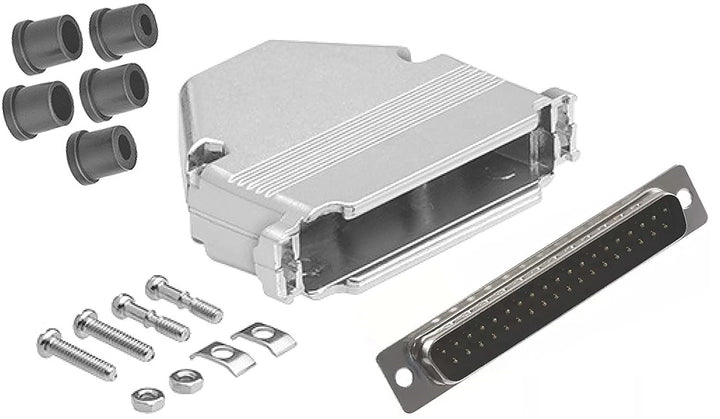 Metal Hood component kit with screws and connectors on a white background