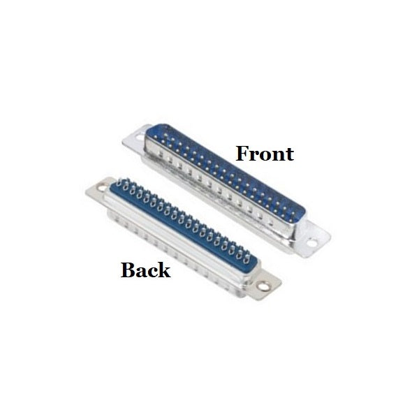 CompuCablePlusUSA DB37 Male D-Sub solder type connector Front and Back Views. 