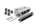 CompuCablePlusUSA DB50 Female D-Sub solder type connector DIY Kit with metallic paint plastic hood, screws, and brass gold flash plated contacts. Lightweight, RoHS compliant.