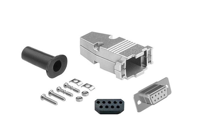 CompuCablePlusUSA.com D-Sub DB9 Solder Female Ferrite/Filtered Connector DIY Kit with Shielded Metal Hood for 20 Wire Gauge.