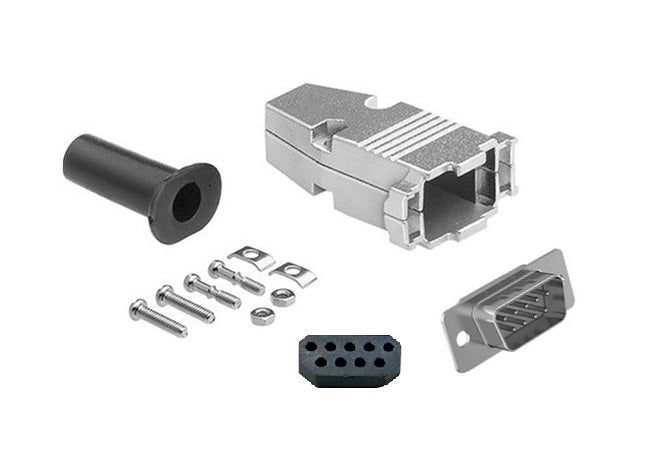 CompuCablePlusUSA.com D-Sub DB9 Solder Male Ferrite/Filtered Connector DIY Kit with Shielded Metal Hood for 20 Wire Gauge.
