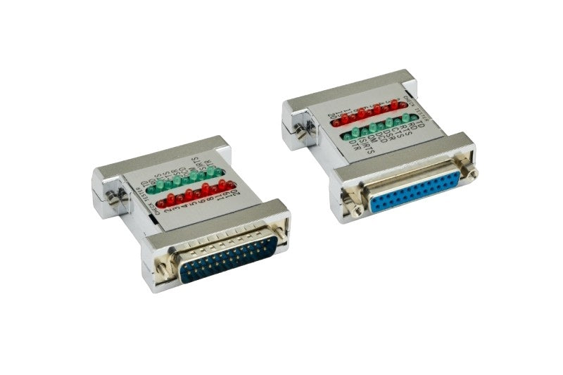 CompuCablePlusUSA.com Best RS-232 Serial Check Tester with Green/Red LED Indicator, DB25 Male to DB25 Female.