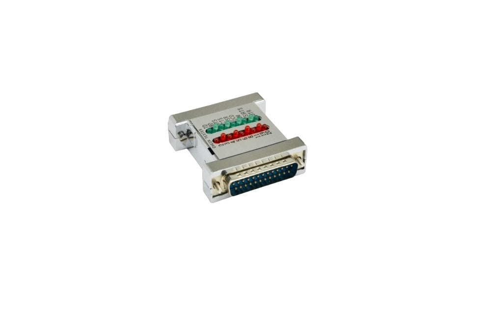 CompuCablePlusUSA.com Best RS-232 Serial Check Tester with Green/Red LED Indicator, DB25 Male to DB25 Female.