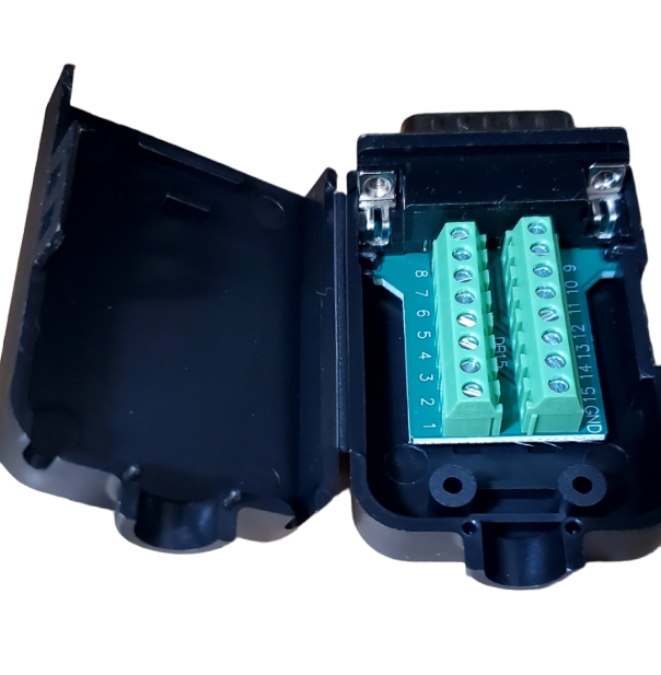 CompuCablePlusUSA.com D-Sub High Density 15 Pin Male VGA 3Row Solderless Breakout Terminal Block Connector Back View.