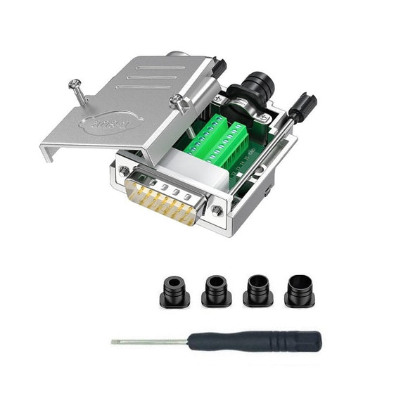 CompuCablePlusUSA.com DB15 Male Solderless Type Shielded Metal Hood Solderless Breakout Connector RS232 D-SUB Serial Adapter Kit.