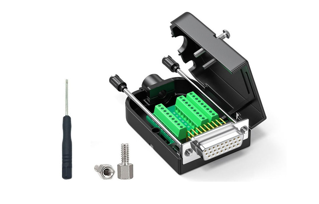 D-Sub Solderless Terminal Breakout Connector RS232 Adapter with Unshielded Plastic Hood