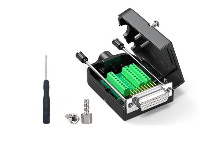 D-Sub Solderless Terminal Breakout Connector RS232 Adapter with Unshielded Plastic Hood
