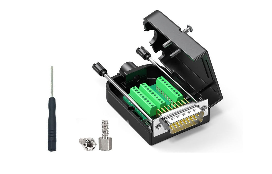 D-Sub Solderless Terminal Breakout Connector RS232 Adapter with Unshielded Plastic Hood