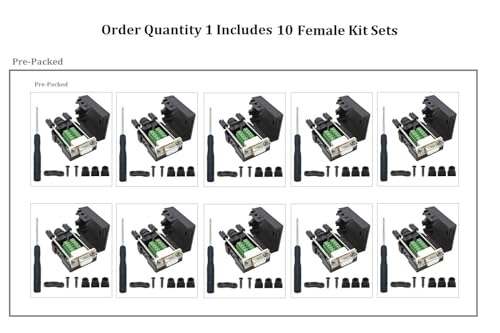 CompuCablePlusUSA.com 10PCS DB9 Female Breakout Connectors ¡V Solderless RS232 Serial Adapters. Order Quantity  Includes 10 PCS Female Kit Sets.