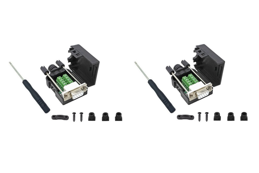 2PCS DB9 Female Breakout Connector ¡V Solderless RS232 Serial Adapter.