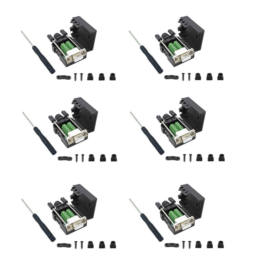 6PCS DB9 Female Breakout Connectors ¡V Solderless RS232 Serial Adapters.