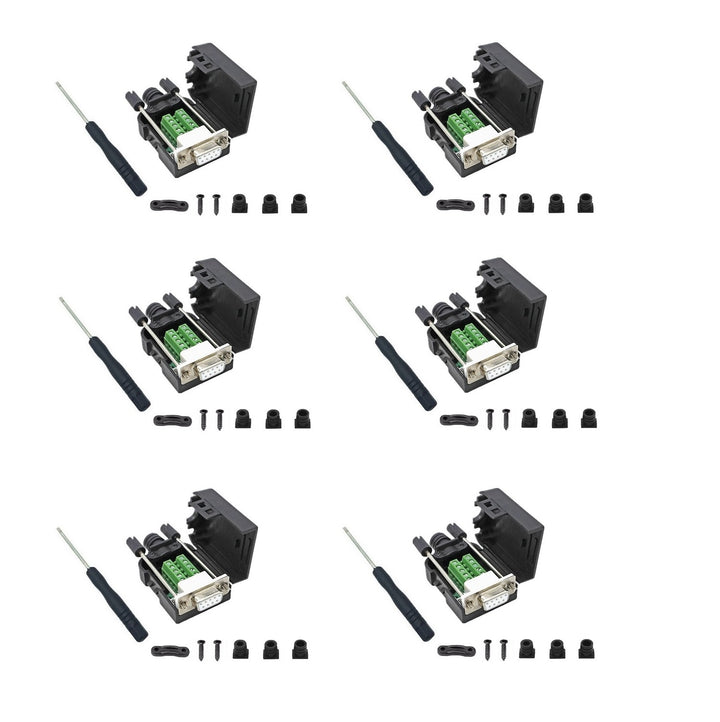 6PCS DB9 Female Breakout Connectors ¡V Solderless RS232 Serial Adapters.