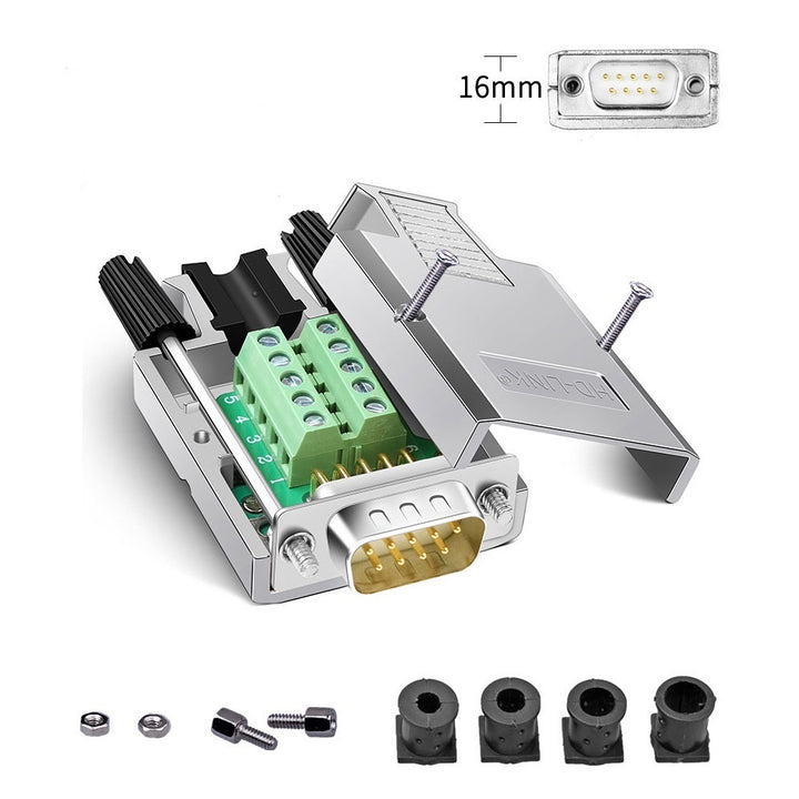 CompuCablePlusUSA.com Best DB9 Male Solderless Type Shielded Metal Hood Solderless Breakout Connector RS232 D-SUB Serial Adapter.