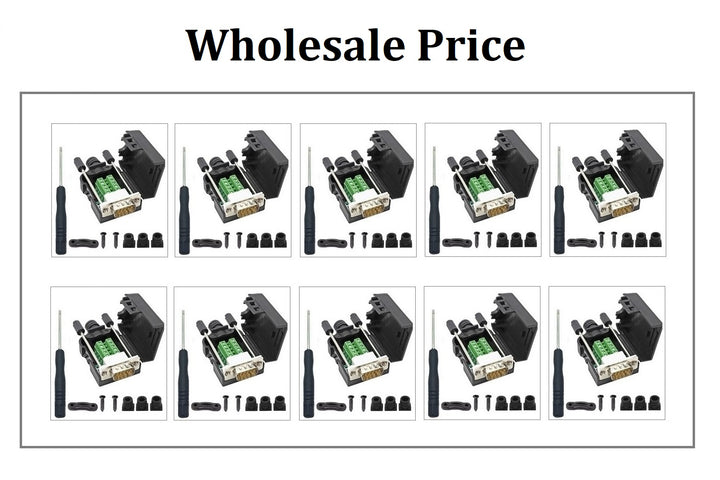 20PCS DB9 Male Breakout Connectors ¡V Solderless RS232 Serial Adapters at Wholesale Price for 10PCS Male Kit Sets.