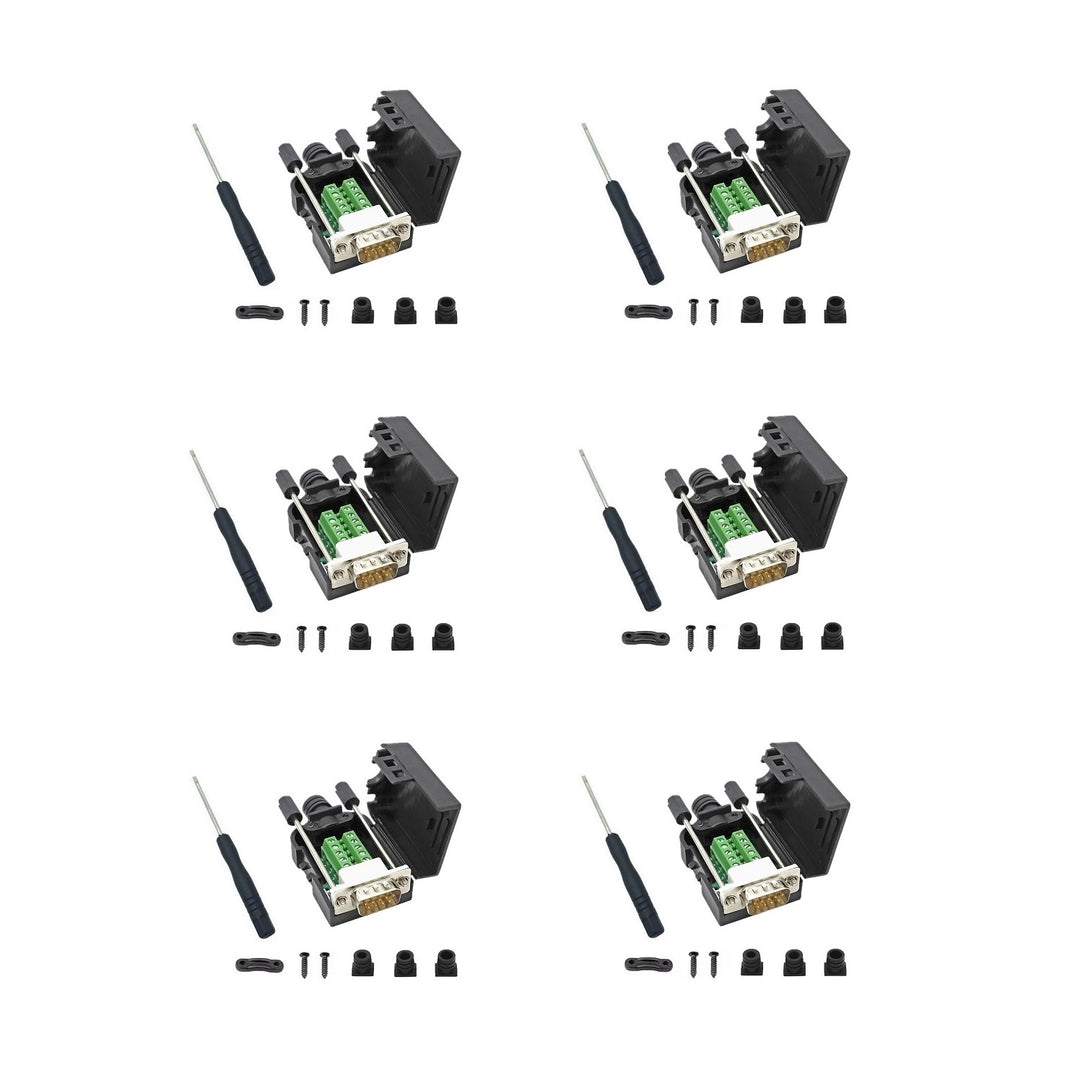 6PCS DB9 Male Breakout Connectors ¡V Solderless RS232 Serial Adapters.