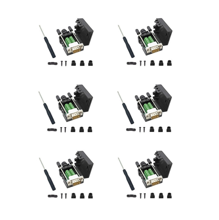 6PCS DB9 Male Breakout Connectors ¡V Solderless RS232 Serial Adapters.