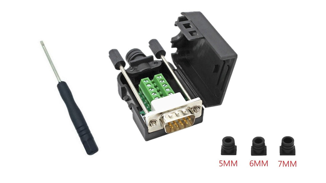 DTB-9MP-KIT Electrical connector kit with screws and a screwdriver on a white background