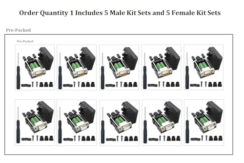 CompuCablePlusUSA.com DB9 Breakout Connector Pack ¡V Order Quantity 1 Includes 5PCS Male + 5PCS Female RS232 Adapters.