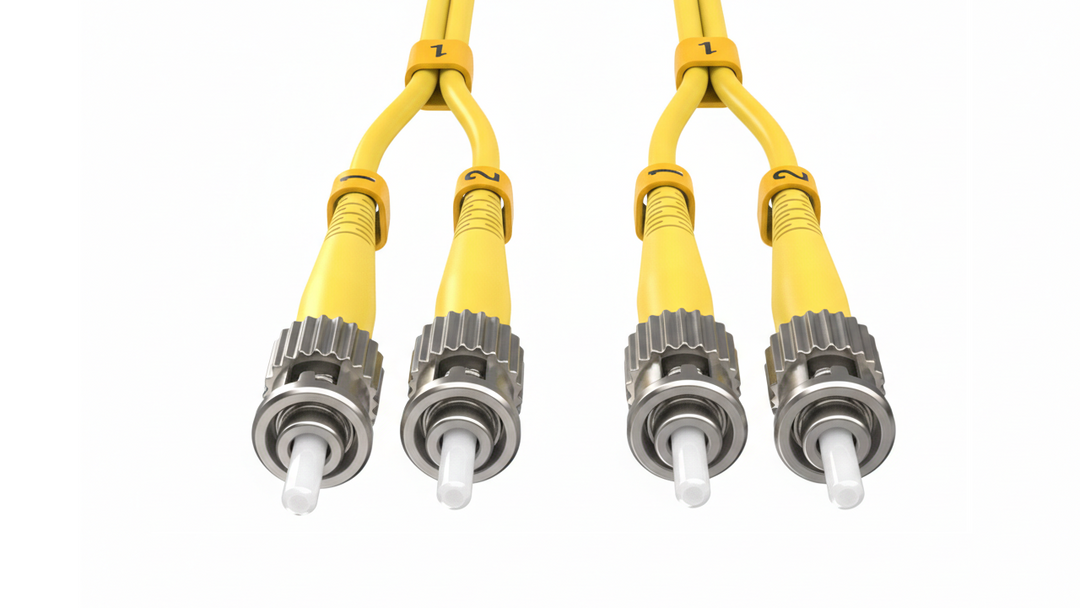 CompuCablePlusUSA.com ST to ST Single Mode Fiber Optic Cable - Duplex OS2 Corning Glass.