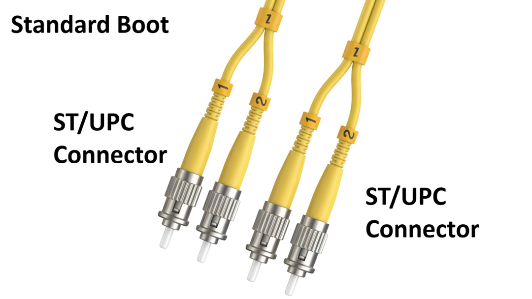 CompuCablePlusUSA.com ST to ST Single Mode Fiber Optic Cable - Duplex OS2 Corning Glass with Standard Boot.