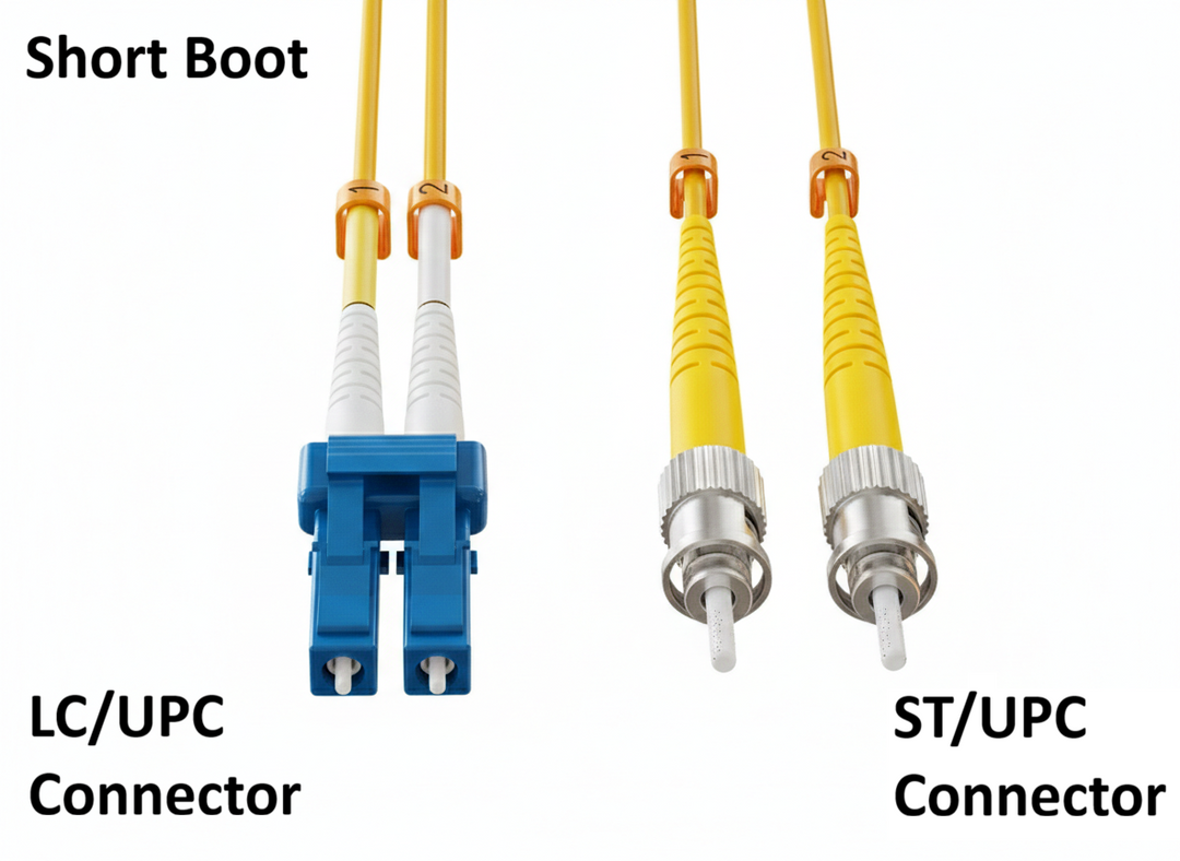 CompuCablePlusUSA.com Short Boot LC to ST Single Mode Fiber Optic Patch Cable Duplex OS2 9/125 Core.