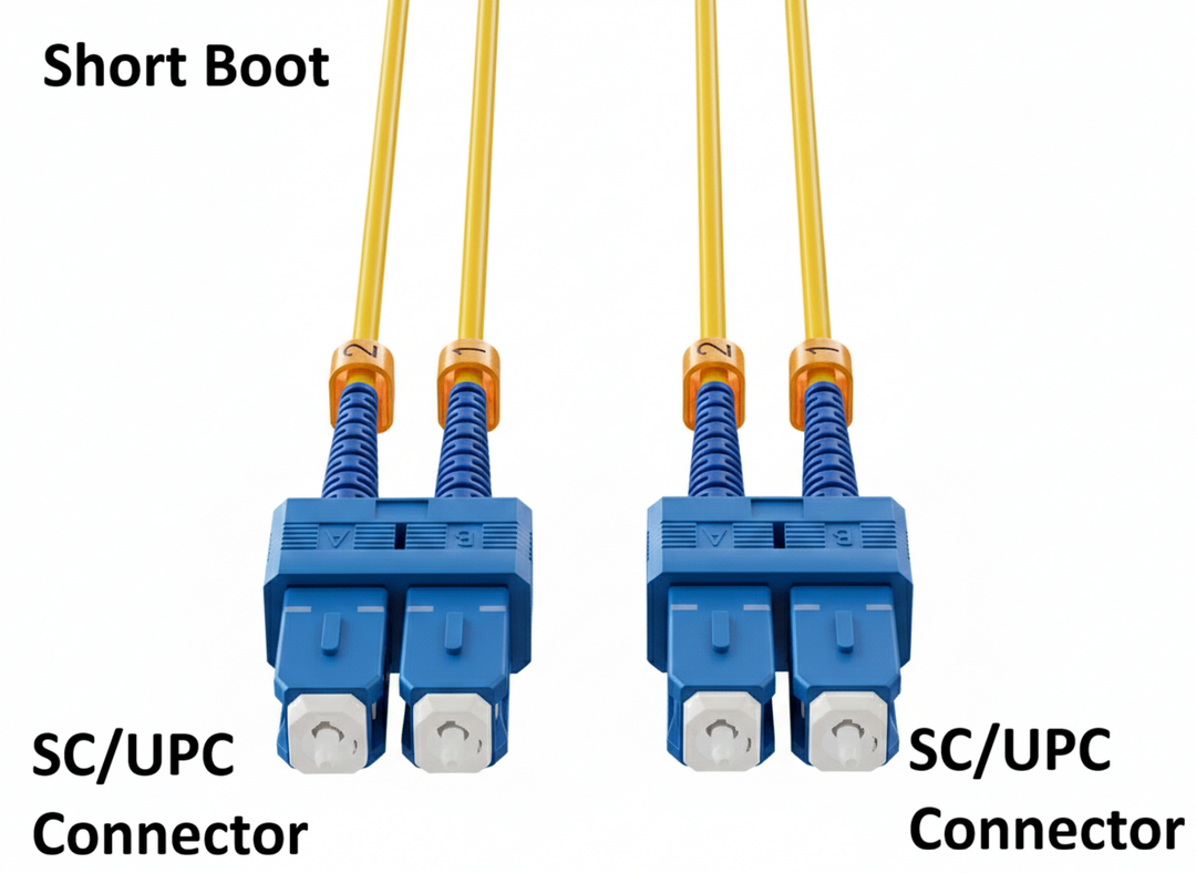 CompuCablePlusUSA.com Short Boot SC to SC Single Mode Fiber Optic Cable OS2 Duplex Corning Glass.