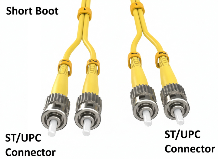 CompuCablePlusUSA.com Short Boot ST to ST Single Mode Fiber Optic Cable OS2 Duplex Corning Glass.