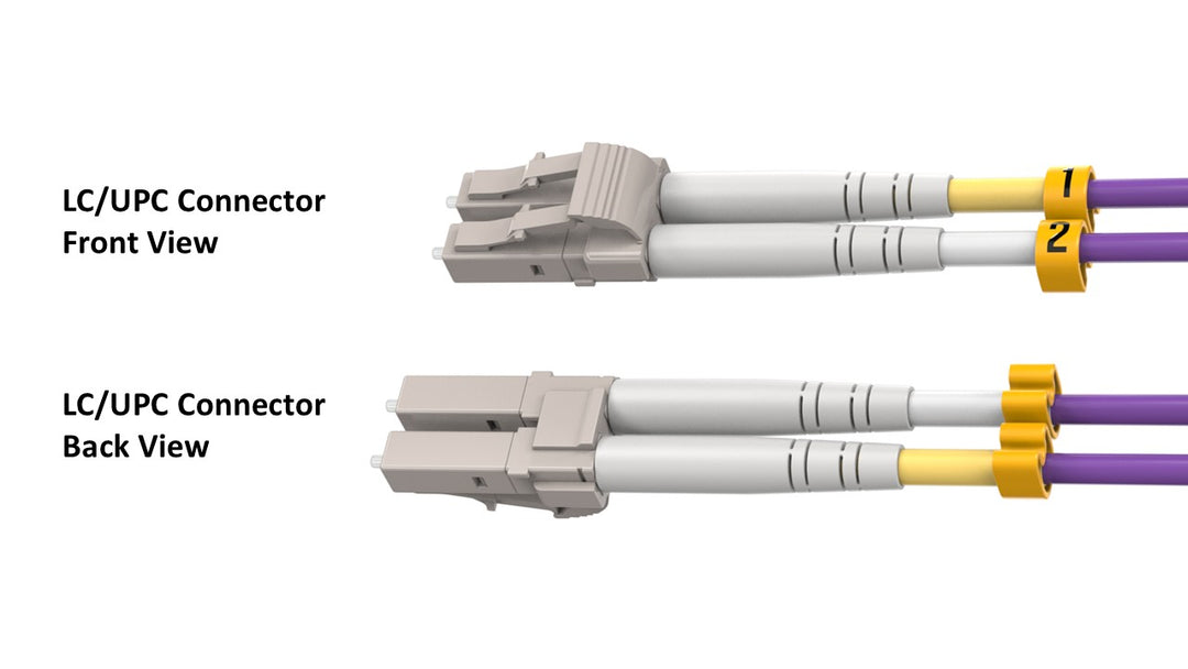 CompuCablePlusUSA LC to LC OM4 Multimode Fiber Patch Cable Duplex UPC 50/125 Corning Glass, OFNR Riser, Purple