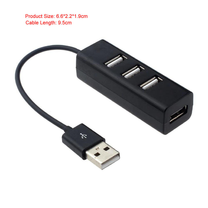 CompuCablePlusUSA USB-A 2.0 Male to 4-Port USB-A 2.0 Female Hub Adapter, 480Mbps High-Speed Data Transfer - Portable Splitter for Laptop, PC, & Mac (Data Sync Only)