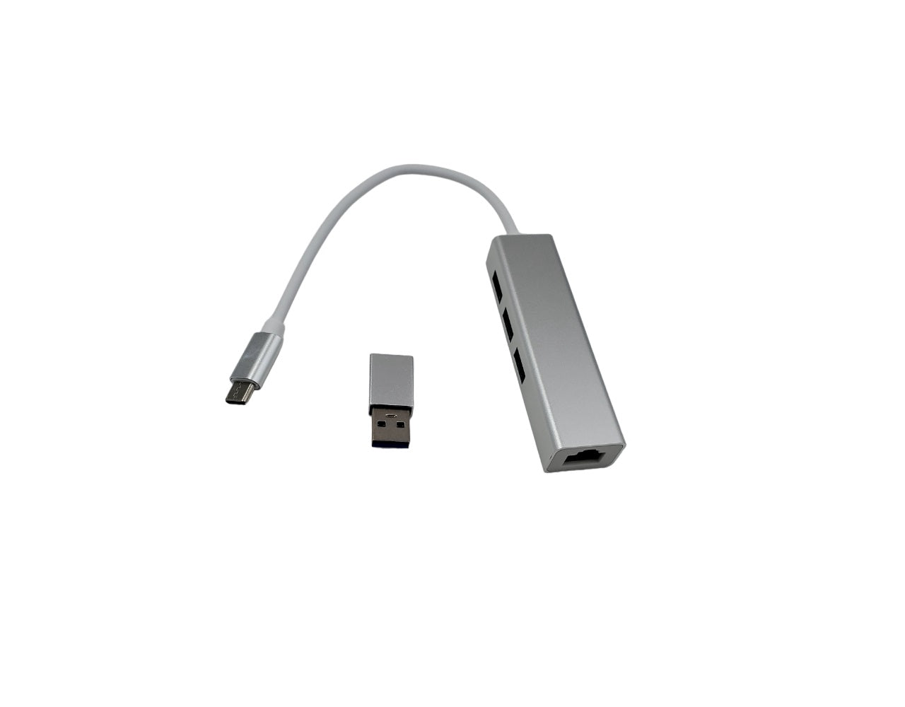 4-in-1 USB-C Hub, USB-C to 3 x USB-A and 1x RJ45 Ethernet LAN