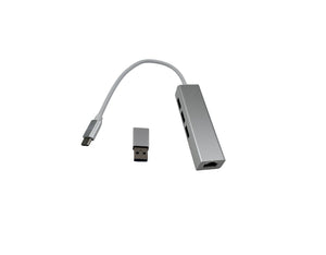 CompuCablePlusUSA.com USB-C Hub. USB-C ( PLUS USB-A Adap) to 3 x USB-A and 1 x RJ45 Ethernet LAN Network Adapter. 