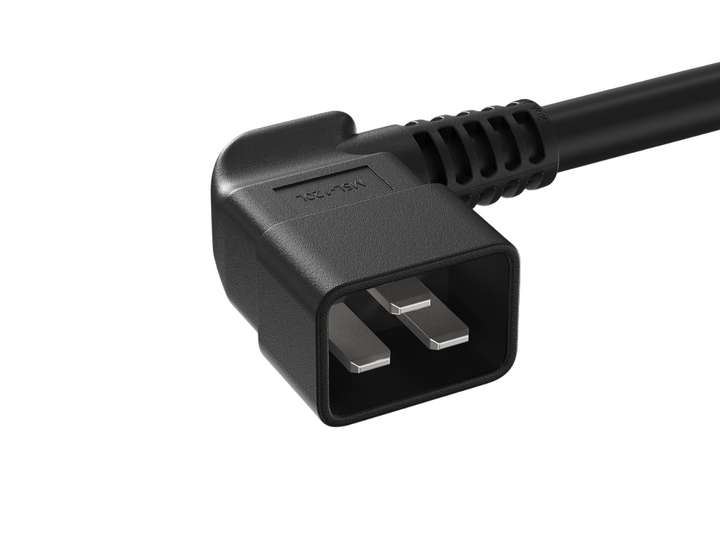 CompuCablePlusUSA.com IEC 60320-Left-Angled C20 Heavy Duty Server Power Cord, 12AWG, Black Color.