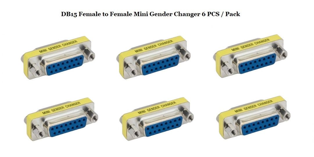 D-Sub Serial Mini Gender Changer Coupler Adapter (Mini Gender Changer, 6 PCS/Pack) (DB15, Female to Female)