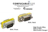 D-Sub Serial Mini Gender Changer Coupler Adapter (Mini Gender Changer, 6 PCS/Pack) (High Density DB15, Male to Male)