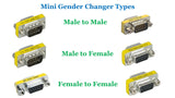 D-Sub Serial Mini Gender Changer Coupler Adapter (Mini Gender Changer, 6 PCS/Pack) (High Density DB15, Male to Female)