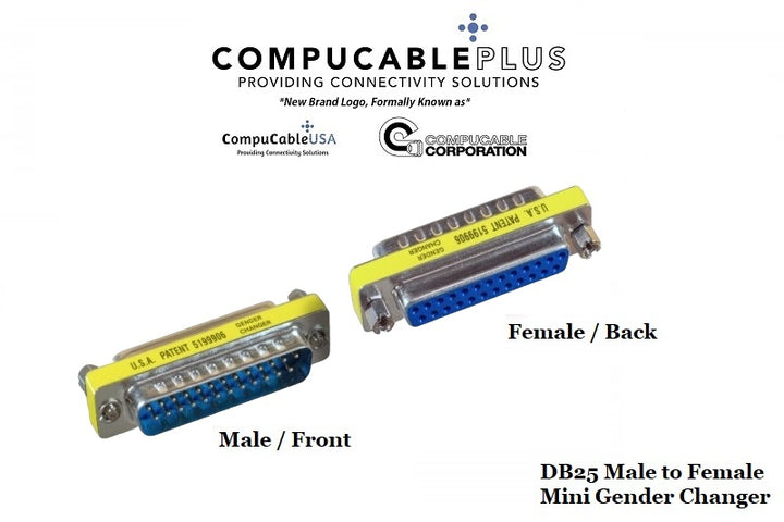 D-Sub Serial Mini Gender Changer Coupler Adapter (Mini Gender Changer, 6 PCS/Pack) (DB25, Male to Female)