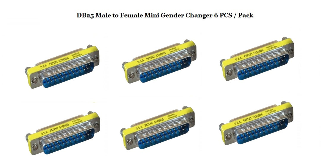 D-Sub Serial Mini Gender Changer Coupler Adapter (Mini Gender Changer, 6 PCS/Pack) (DB25, Male to Female)