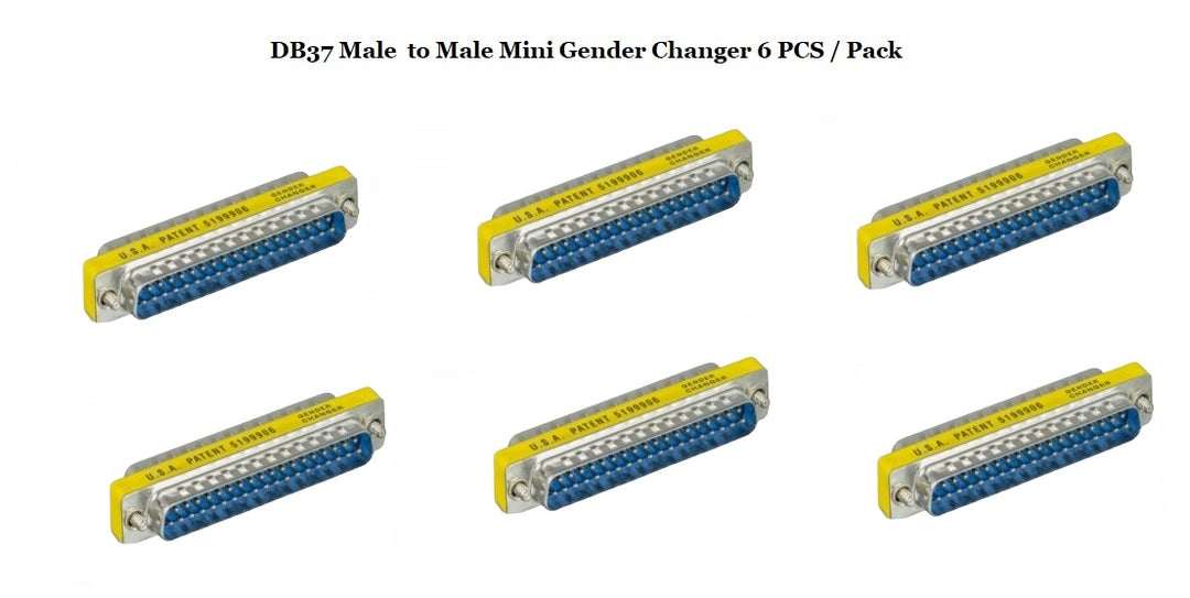 D-Sub Serial Mini Gender Changer Coupler Adapter (Mini Gender Changer, 6 PCS/Pack) (DB37, Male to Male)