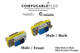 D-Sub Serial Mini Gender Changer Coupler Adapter (Mini Gender Changer, 6 PCS/Pack) (DB9, Male to Male)