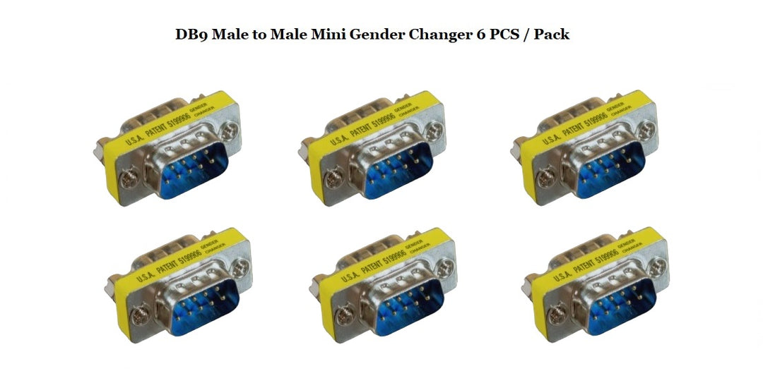D-Sub Serial Mini Gender Changer Coupler Adapter (Mini Gender Changer, 6 PCS/Pack) (DB9, Male to Male)